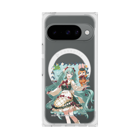 Premium Square Case with Pixelsnap［ Hatsune Miku × Kuppy Ramune - Hatsune Miku × Kuppy - Full-body Illustration 1 ］