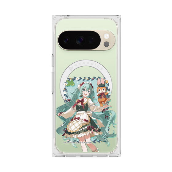 Premium Square Case with Pixelsnap［ Hatsune Miku × Kuppy Ramune - Hatsune Miku × Kuppy - Full-body Illustration 1 ］
