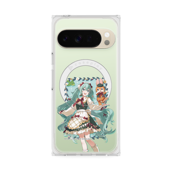 Premium Square Case with Pixelsnap［ Hatsune Miku × Kuppy Ramune - Hatsune Miku × Kuppy - Full-body Illustration 1 ］
