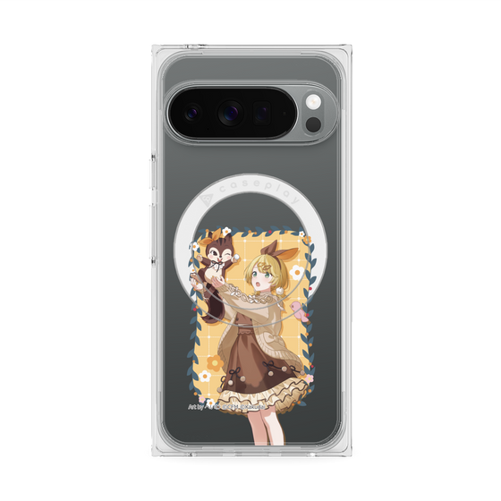 Premium Square Case with Pixelsnap［ Hatsune Miku × Kuppy Ramune - Kagamine Rin × Ram - Full-body Illustration 1 ］