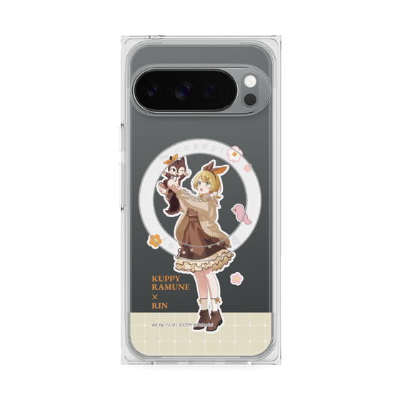 Premium Square Case with Pixelsnap［ Hatsune Miku × Kuppy Ramune - Kagamine Rin × Ram - Full-body Illustration 2 ］