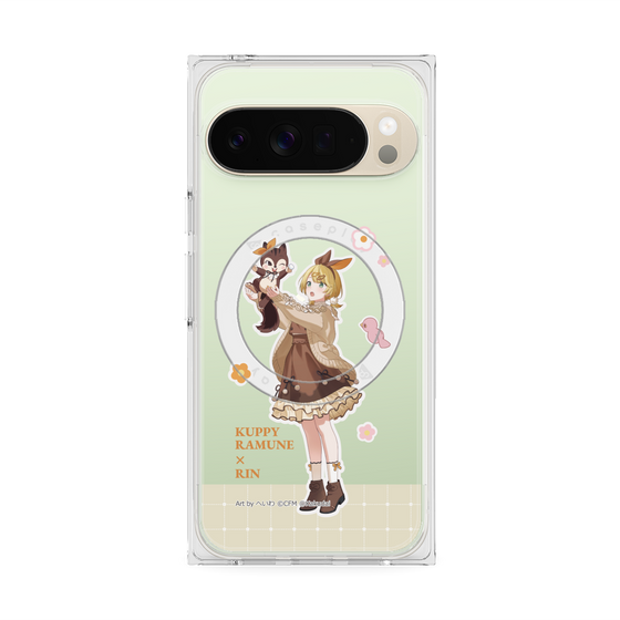 Premium Square Case with Pixelsnap［ Hatsune Miku × Kuppy Ramune - Kagamine Rin × Ram - Full-body Illustration 2 ］