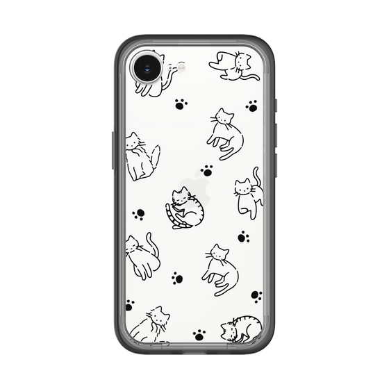 Slim Protection Premium Case［ Original - CASEPLAY Cat All-over Pattern - black ］
