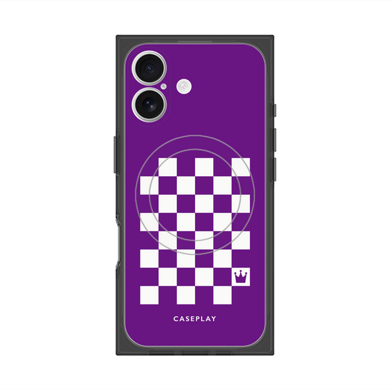 Premium Square Case with MagSafe［ Racing Checkered Flag Purple ］
