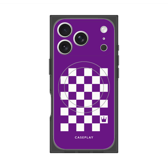 Premium Square Case with MagSafe［ Racing Checkered Flag Purple ］