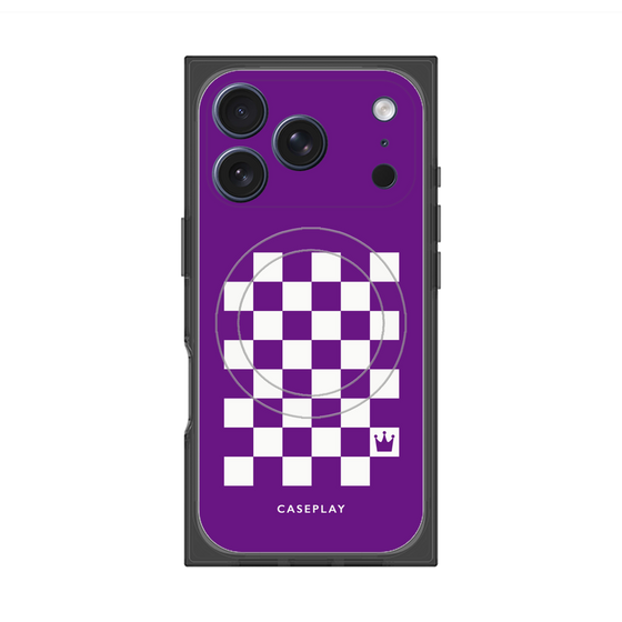 Premium Square Case with MagSafe［ Racing Checkered Flag Purple ］