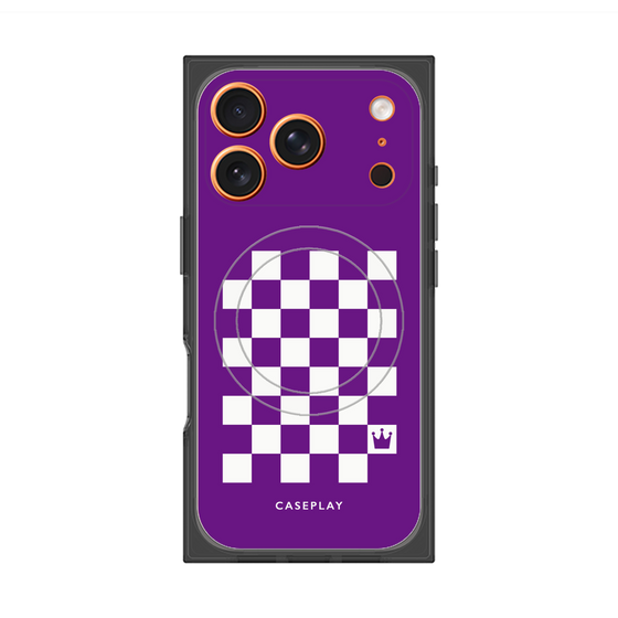 Premium Square Case with MagSafe［ Racing Checkered Flag Purple ］