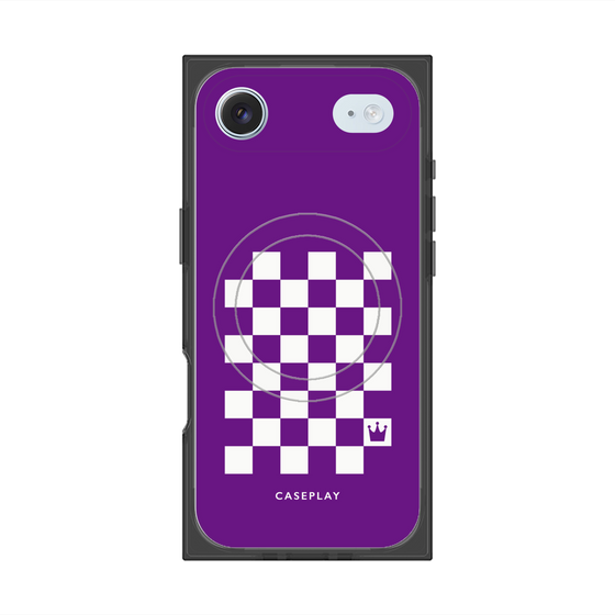 Premium Square Case with MagSafe［ Racing Checkered Flag Purple ］