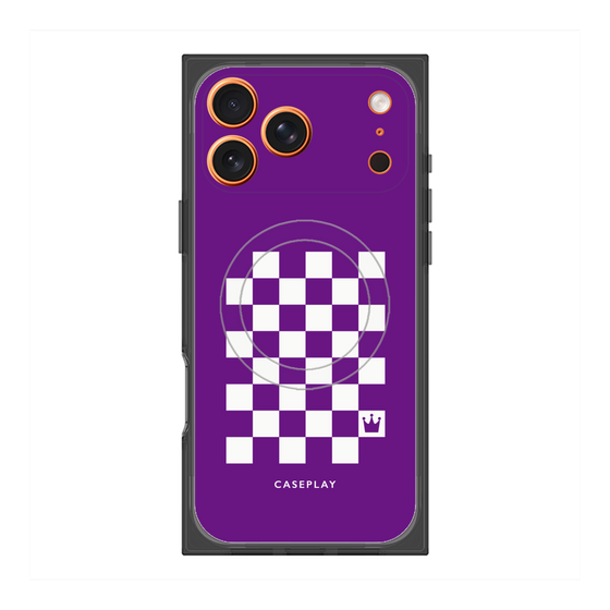 Premium Square Case with MagSafe［ Racing Checkered Flag Purple ］