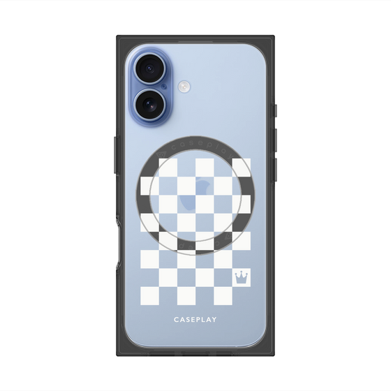 Premium Square Case with MagSafe［ Racing Checkered Flag White ］