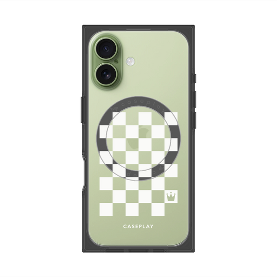 Premium Square Case with MagSafe［ Racing Checkered Flag White ］