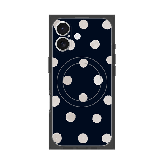 Premium Square Case with MagSafe［ Watercolor Dots Retro Color - Navy ］