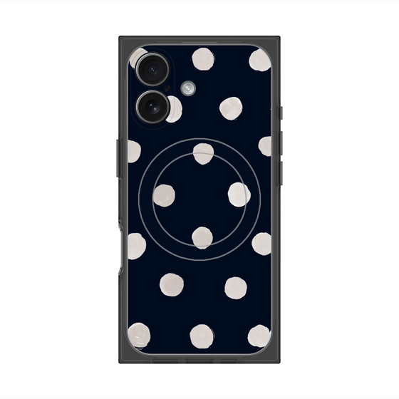 Premium Square Case with MagSafe［ Watercolor Dots Retro Color - Navy ］