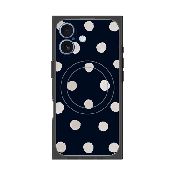 Premium Square Case with MagSafe［ Watercolor Dots Retro Color - Navy ］