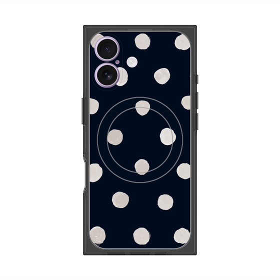 Premium Square Case with MagSafe［ Watercolor Dots Retro Color - Navy ］