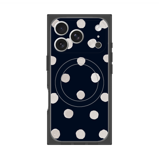 Premium Square Case with MagSafe［ Watercolor Dots Retro Color - Navy ］