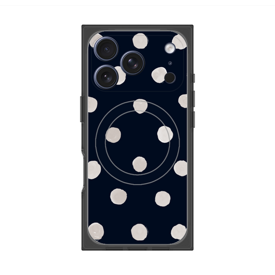 Premium Square Case with MagSafe［ Watercolor Dots Retro Color - Navy ］