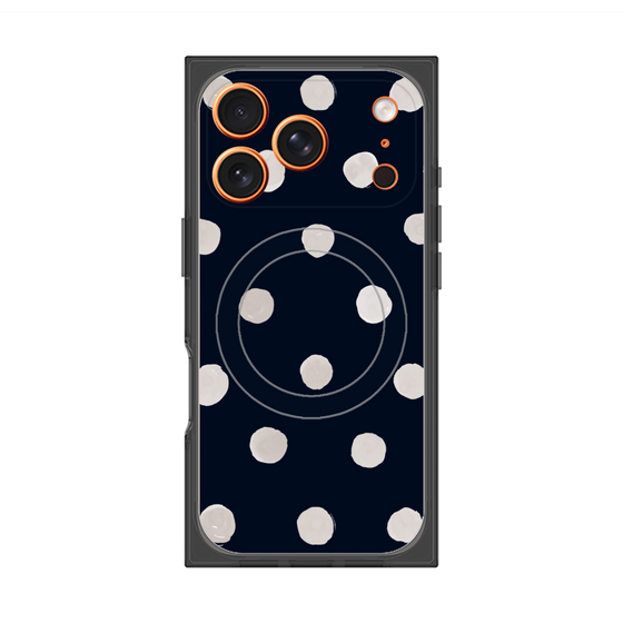 Premium Square Case with MagSafe［ Watercolor Dots Retro Color - Navy ］