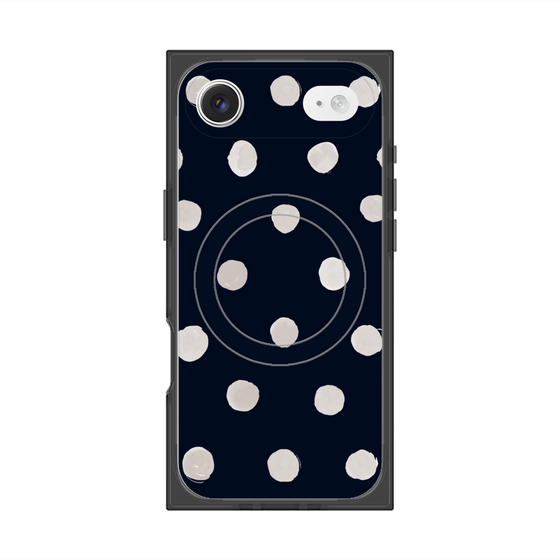 Premium Square Case with MagSafe［ Watercolor Dots Retro Color - Navy ］