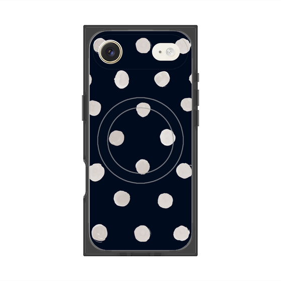 Premium Square Case with MagSafe［ Watercolor Dots Retro Color - Navy ］