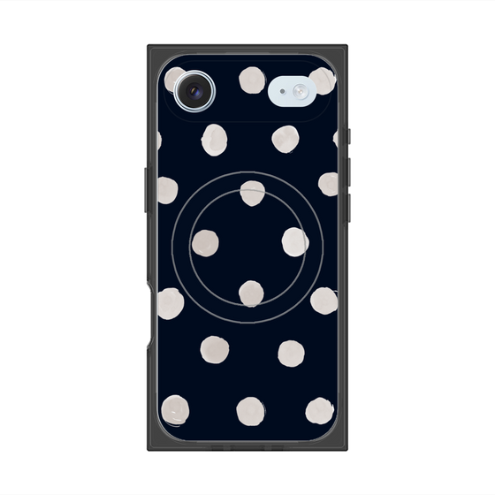 Premium Square Case with MagSafe［ Watercolor Dots Retro Color - Navy ］