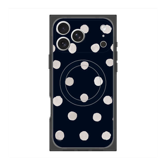 Premium Square Case with MagSafe［ Watercolor Dots Retro Color - Navy ］