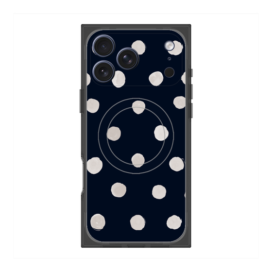 Premium Square Case with MagSafe［ Watercolor Dots Retro Color - Navy ］