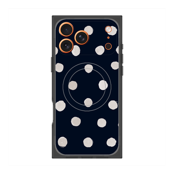 Premium Square Case with MagSafe［ Watercolor Dots Retro Color - Navy ］
