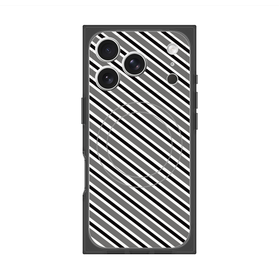 Premium Square Case with MagSafe［ Small Stripe - Gray × Black ］