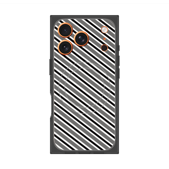 Premium Square Case with MagSafe［ Small Stripe - Gray × Black ］