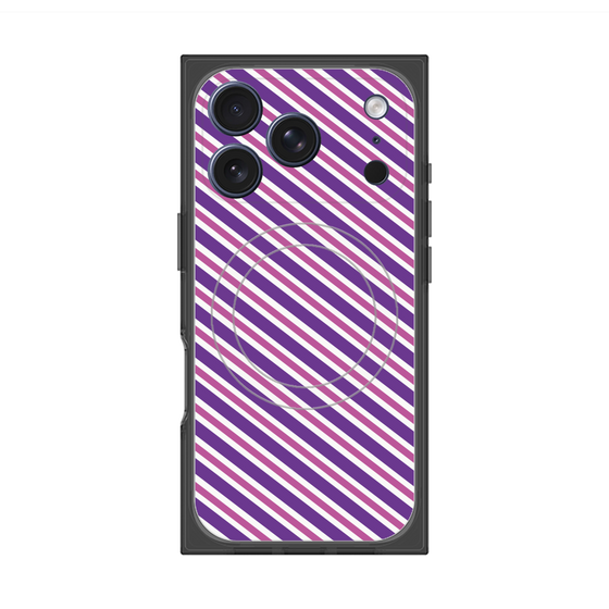 Premium Square Case with MagSafe［ Small Stripe - Purple × Pink ］