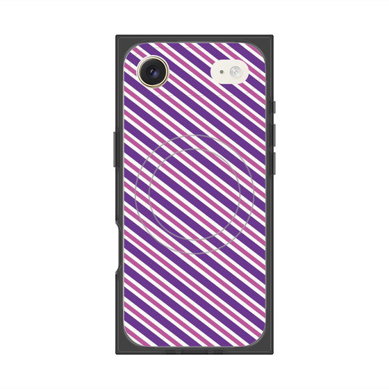 Premium Square Case with MagSafe［ Small Stripe - Purple × Pink ］