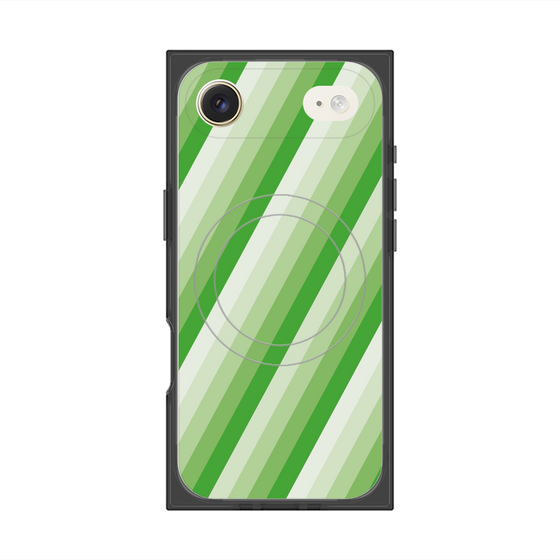 Premium Square Case with MagSafe［ Middle Stripe - Green ］