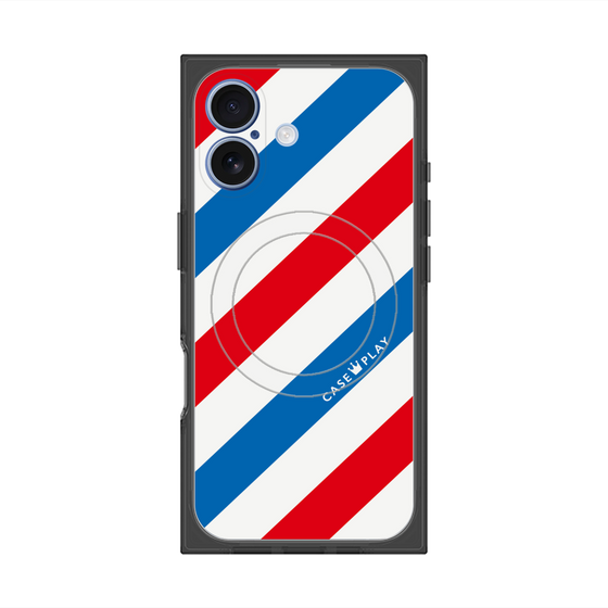 Premium Square Case with MagSafe［ Big Stripe - Red × Blue ］