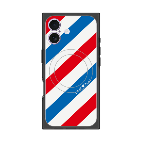 Premium Square Case with MagSafe［ Big Stripe - Red × Blue ］