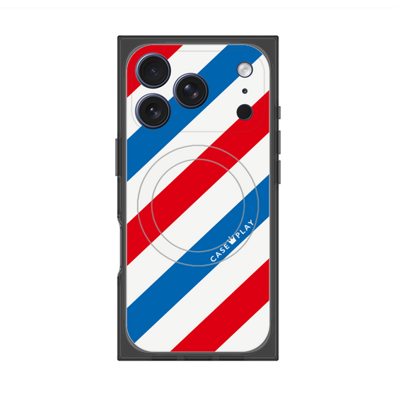 Premium Square Case with MagSafe［ Big Stripe - Red × Blue ］