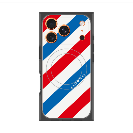 Premium Square Case with MagSafe［ Big Stripe - Red × Blue ］