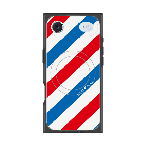 Premium Square Case with MagSafe［ Big Stripe - Red × Blue ］