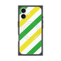 Premium Square Case with MagSafe［ Big Stripe - Green × Yellow ］