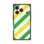 Premium Square Case with MagSafe［ Big Stripe - Green × Yellow ］