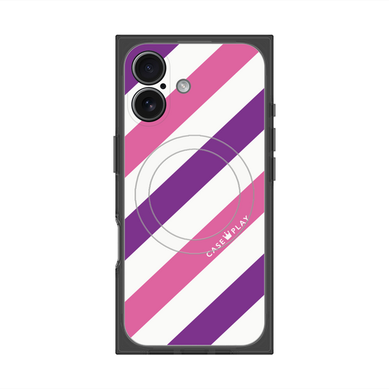 Premium Square Case with MagSafe［ Big Stripe - Purple × Pink ］