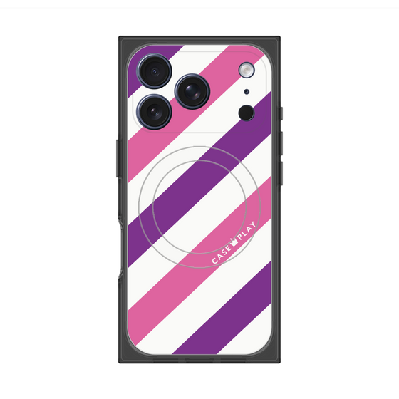 Premium Square Case with MagSafe［ Big Stripe - Purple × Pink ］