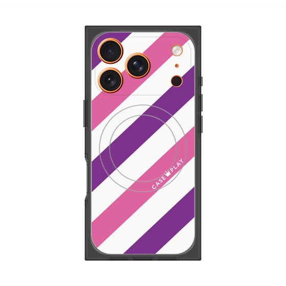 Premium Square Case with MagSafe［ Big Stripe - Purple × Pink ］