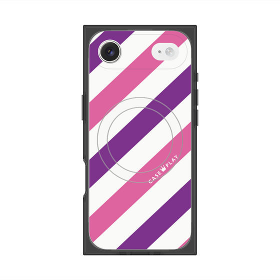 Premium Square Case with MagSafe［ Big Stripe - Purple × Pink ］