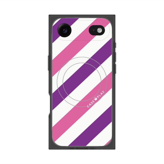 Premium Square Case with MagSafe［ Big Stripe - Purple × Pink ］