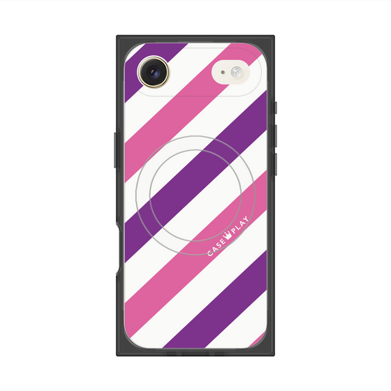 Premium Square Case with MagSafe［ Big Stripe - Purple × Pink ］
