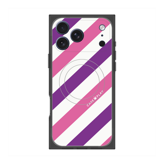 Premium Square Case with MagSafe［ Big Stripe - Purple × Pink ］