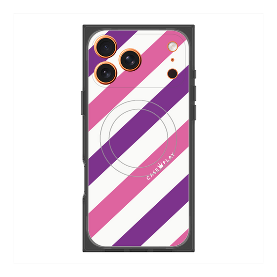 Premium Square Case with MagSafe［ Big Stripe - Purple × Pink ］