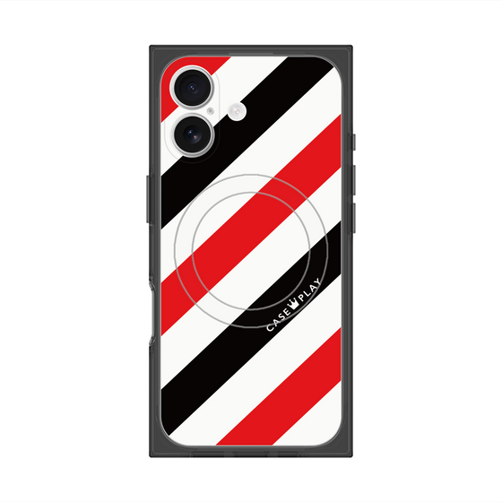 Premium Square Case with MagSafe［ Big Stripe - Red × Black ］
