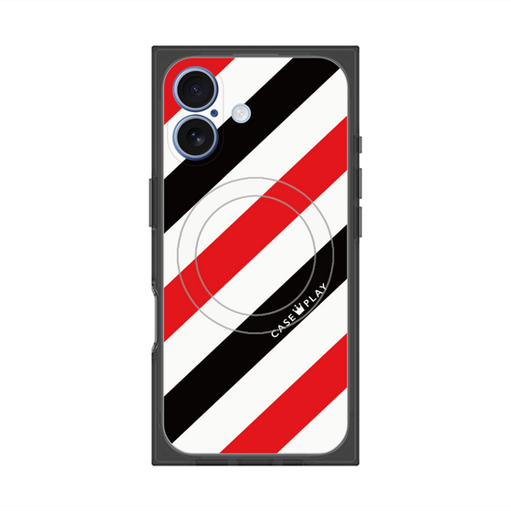 Premium Square Case with MagSafe［ Big Stripe - Red × Black ］
